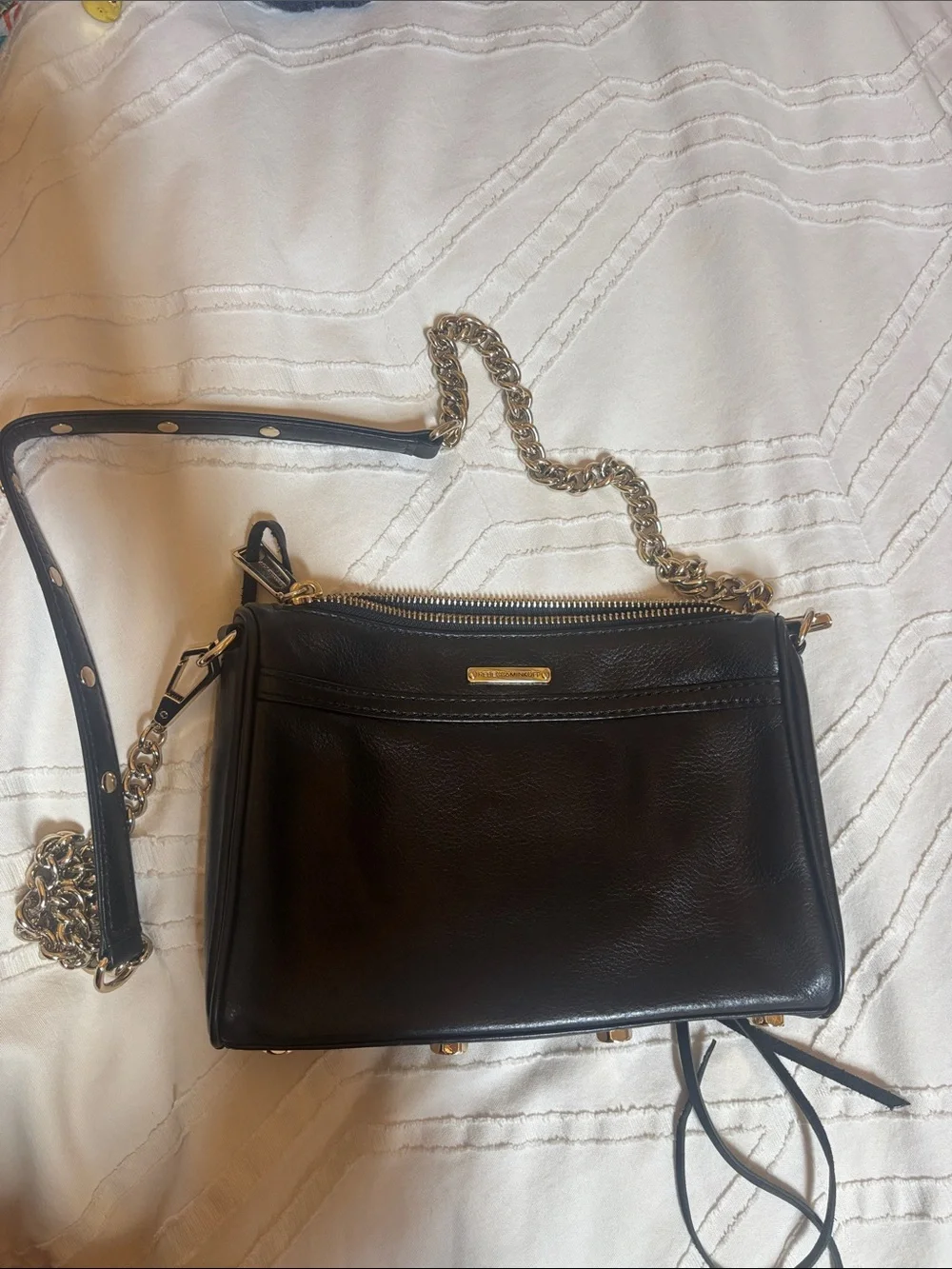 Rebecca Minkoff Black Leather Chain Strap Crossbody Bag